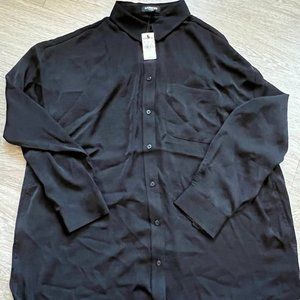 Express Satin Boyfriend Blouse Size L NWT